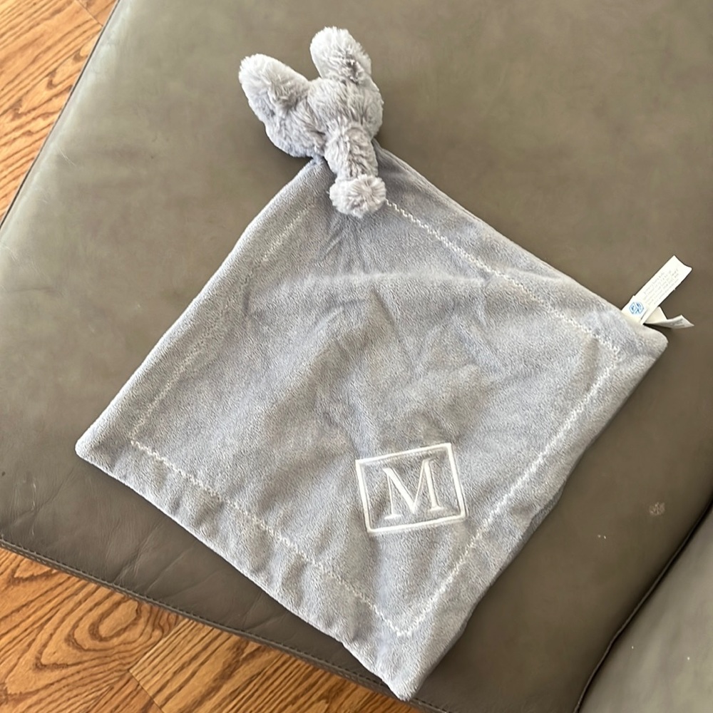 pottery barn kids "M" monogrammed elephant lovie